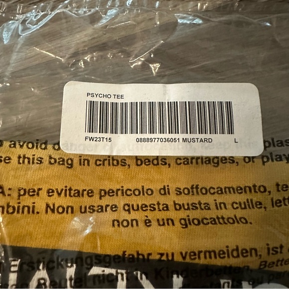 Size L - Supreme American Psycho T-Shirt Mustard Yellow [FW23] - Picture 3 of 4